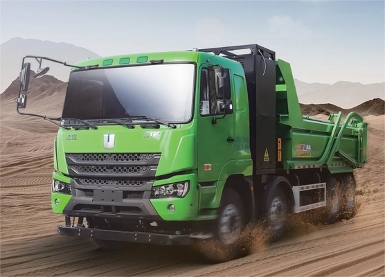 Fabricado en China, batería CATL versión de carga de 422 grados, camión de descarga eléctrico puro 8X4 M7 de tapa plana para transporte de desechos urbanos